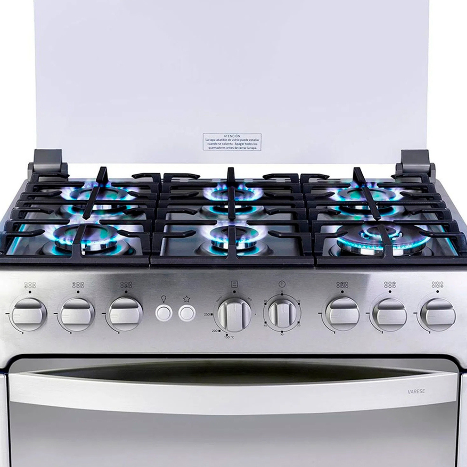 COCINA INDURAMA A GAS VARESE ZAFIRO 6 QUEMADORES CROMA - Imagen 3