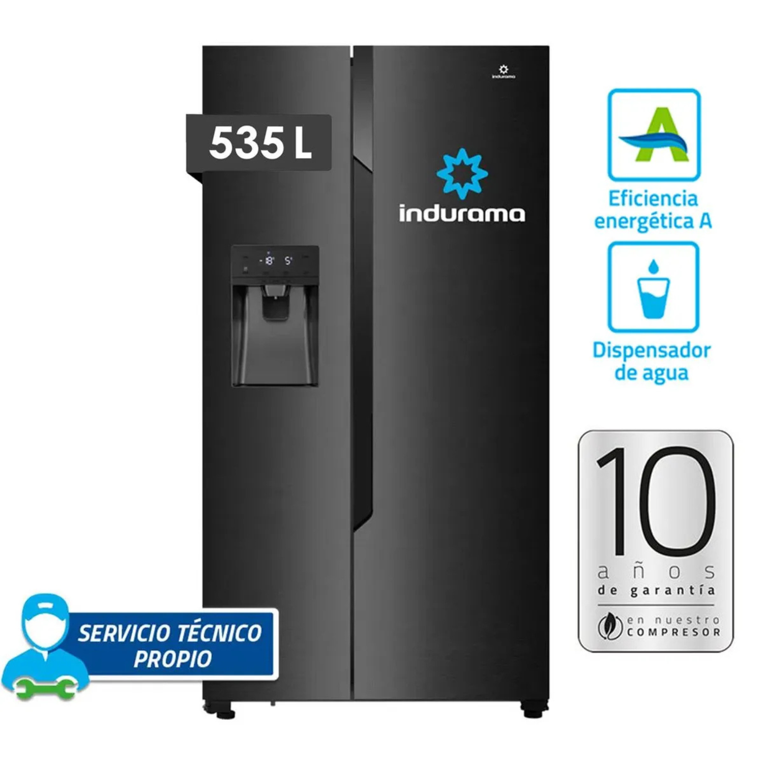REFRIGERADORA INDURAMA RI-799DHN SIDE BY SIDE NO FROST BLACK
