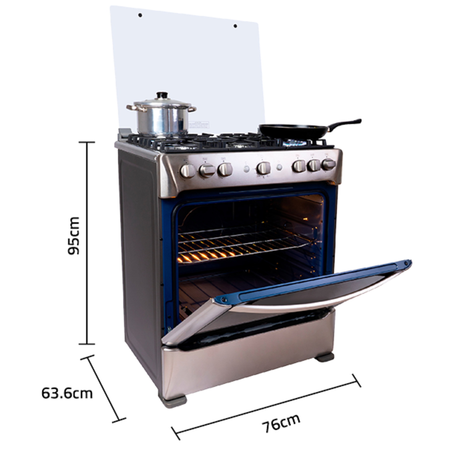 COCINA INDURAMA A GAS PARMA ZAFIRO 6 QUEMADORES CROMA - Imagen 6