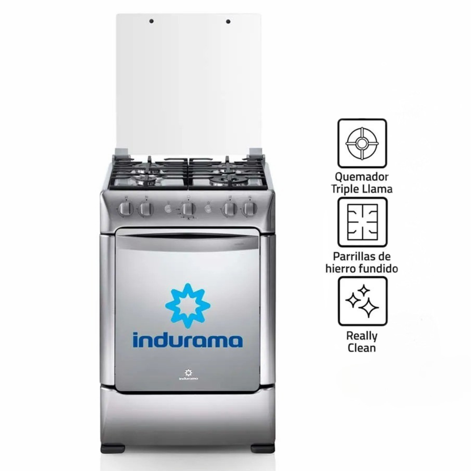 COCINA INDURAMA A GAS GRANADA ZAFIRO 4 QUEMADORES CROMA