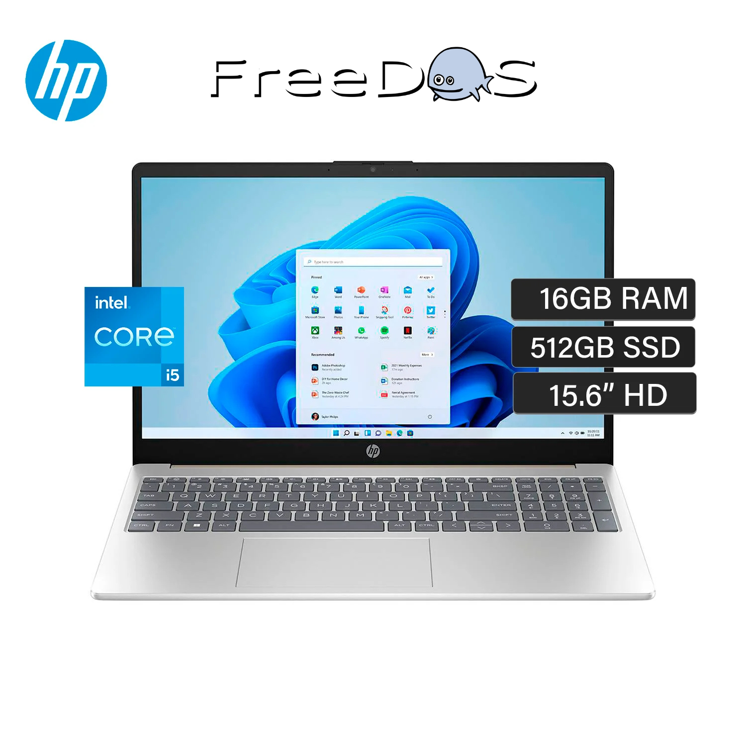 HP 15-FD0053LA Intel® Core™ i5-1235U RAM 16GB DDR4 DISCO 512GB SSD 15.6" FHD (1920x1080) TECLADO ESPAÑOL FREEDOS