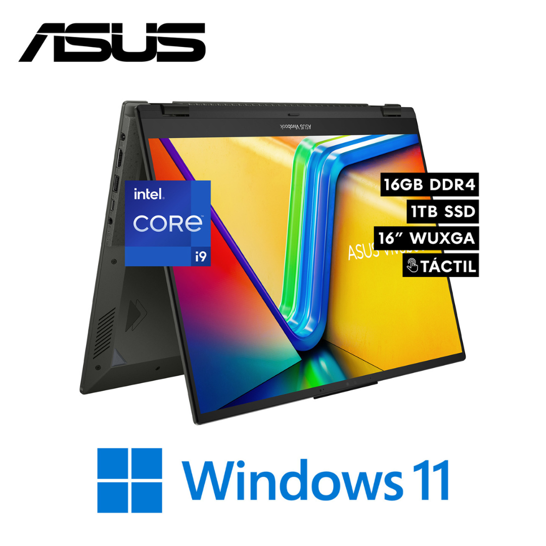 LAPTOP ASUS VIVOBOOK S 16 FLIP TP3604VA-IS93T INTEL CORE I9 13900H RAM 16GB DISCO 1TB SSD 16” WUXGA TÁCTIL W11