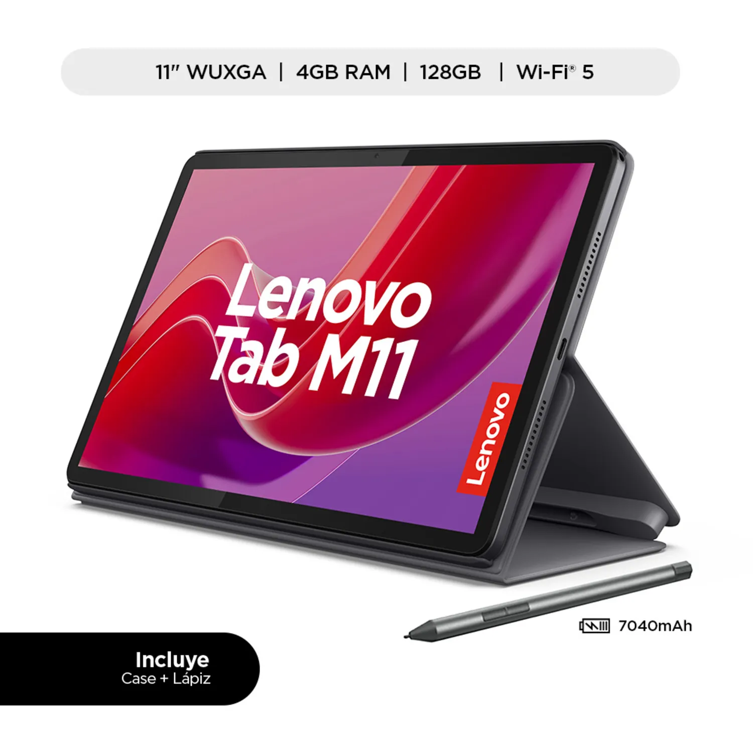 TABLET LENOVO TAB M11 MTK HELIO G88 4GB 128GB TECLADO + LAPIZ LUNA GREY