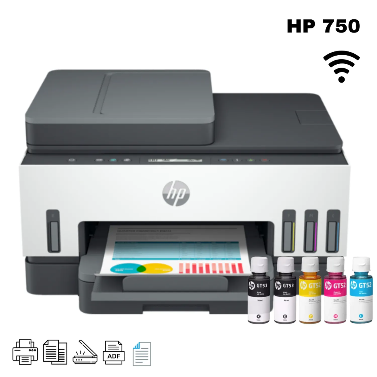 Impresora HP Smart Tank 750 Multifuncional ADF Duplex Wifi (6UU47A)