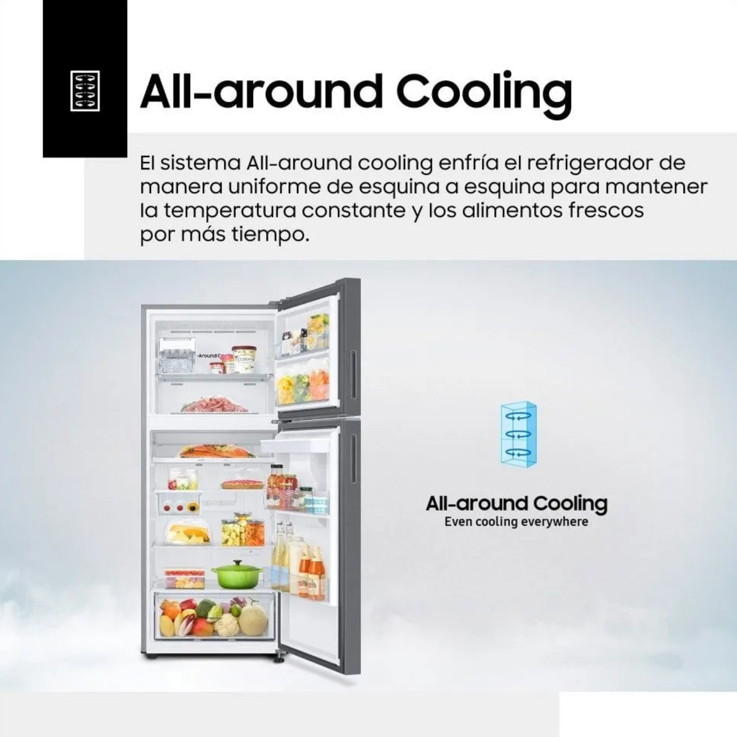 REFRIGERADORA SAMSUNG TOP MOUNT FREEZER NO FROST 384L CDISP RT38DG6730S9 SILVER - Imagen 7