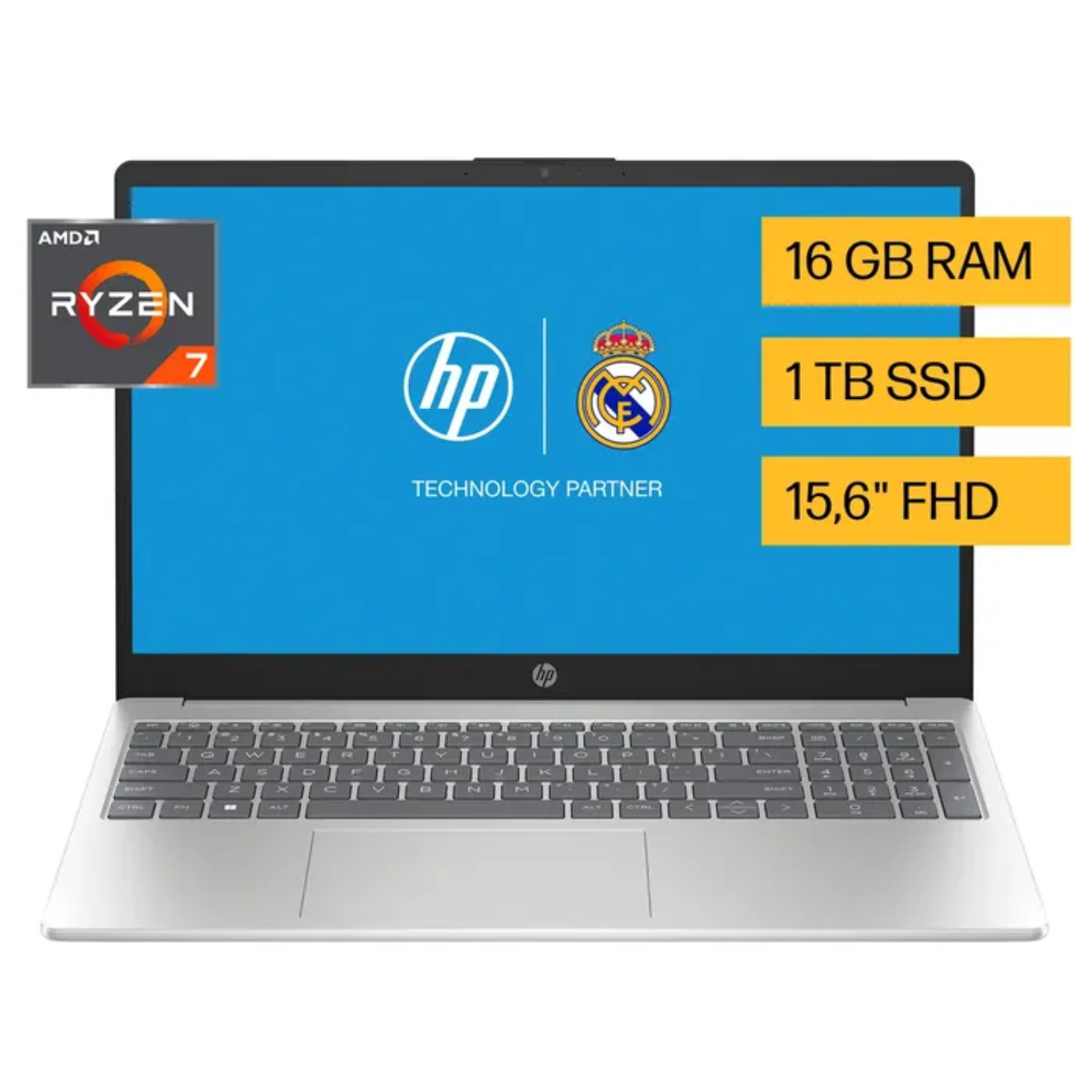 LAPTOP HP 15-FC0031LA RYZEN 7-7730U RAM 16GB DISCO SÓLIDO 1TB SSD 15.6" FULL HD PLATA NATURAL WIN 11