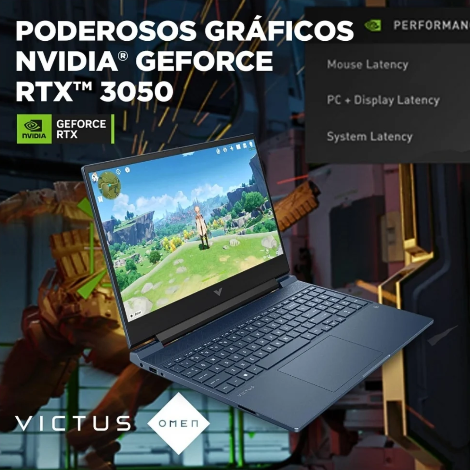 LAPTOP HP VICTUS GAMING 15-FA0021LA INTEL CORE I5-12450H RAM 8GB DISCO SÓLIDO 512GB SSD NVIDIA GEFORCE RTX3050-4GB 15.6" FHD AZUL MARINO WIN 11 - Imagen 6