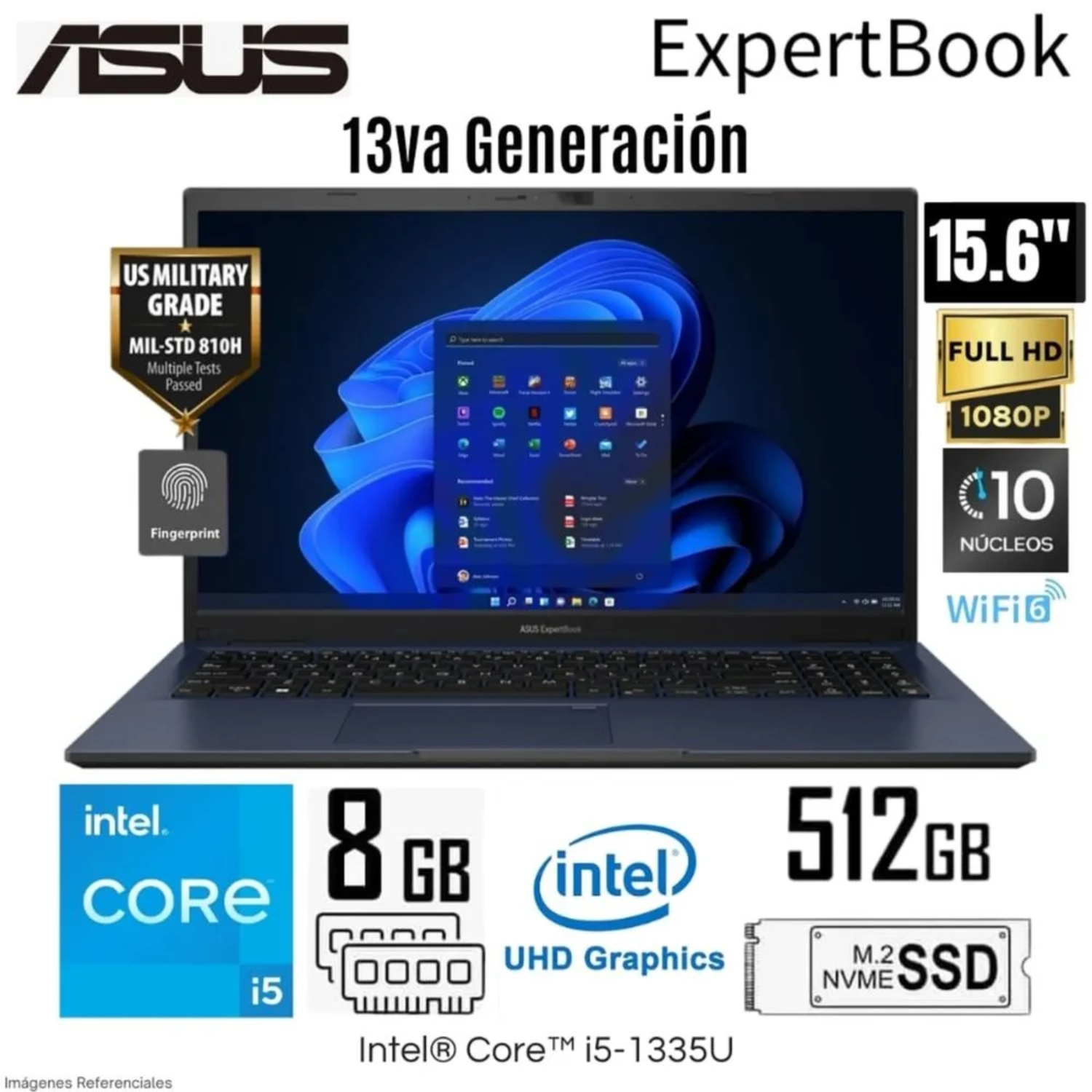LAPTOP ASUS EXPERTBOOK B1502VA-NJ1091 CORE I7-1355U RAM 16GB DISCO SÓLIDO 1TB SSD 15.6" FHD 1A-STAR BLACK FREE DOS